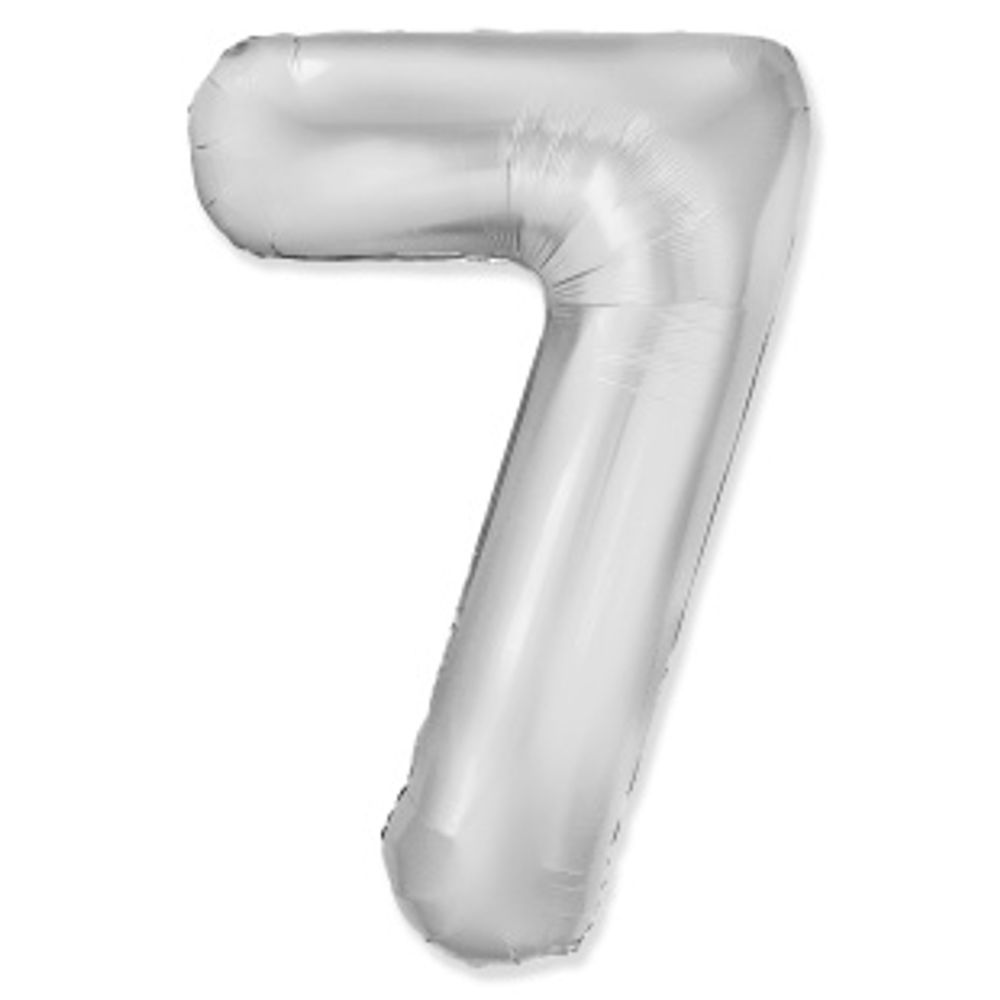 F Шар (40''/102 см) Цифра, 7 Slim, Серебро (БГ-60)