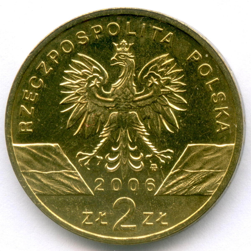 2 злотых 2006 год. Польша. Фауна - Альпийский сурок. Латунь AUNC