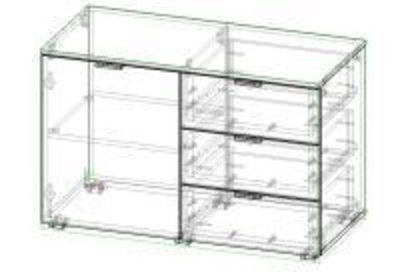 Комод Салерно 3 (МДФ) SF-013 Аквамарин Дуб Золотистый U1148 98*46*64 см, Зеленый   Фиеста