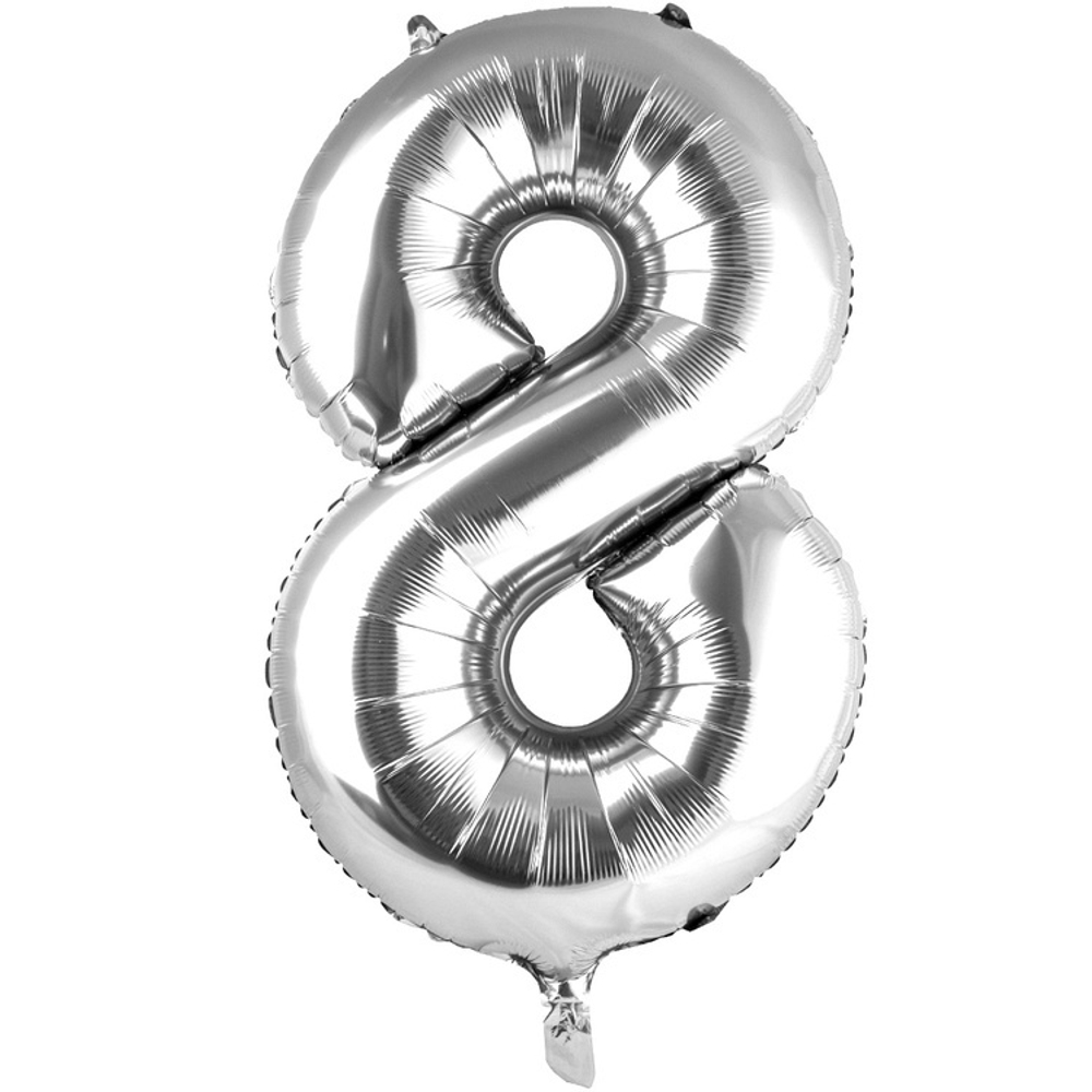 Фольгированные цифры в серебряном цвете 66 см / 102 см