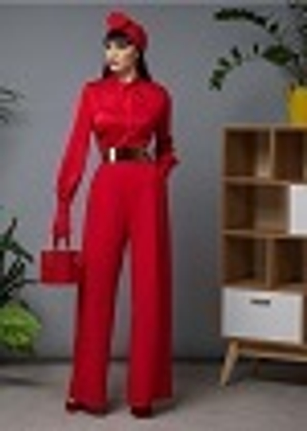 03-02-23 FW Брюки широкие с высокой посадкой красные