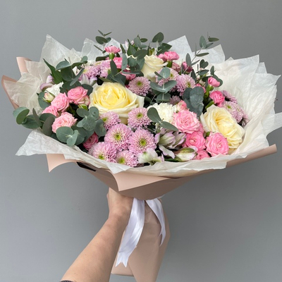 Букет Микс (Хризантемы, Розы, Альстромерии)