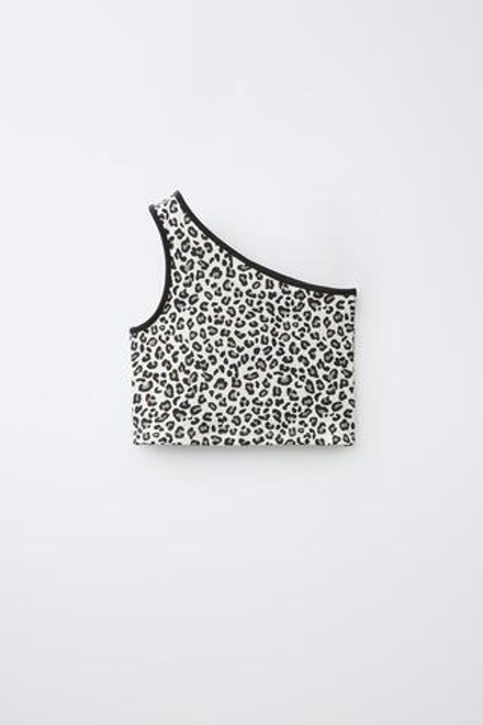 ZARA ТОП С АСИММЕТРИЧНЫМ АНИМАЛИСТИЧЕСКИМ ПРИНТОМ, ЛЕОПАРДОВЫЙ