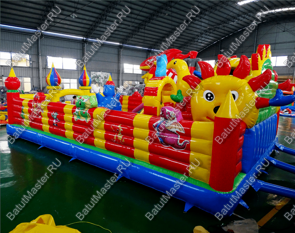 Недорогой батут "Красный дракон" 10*7*3.5 м