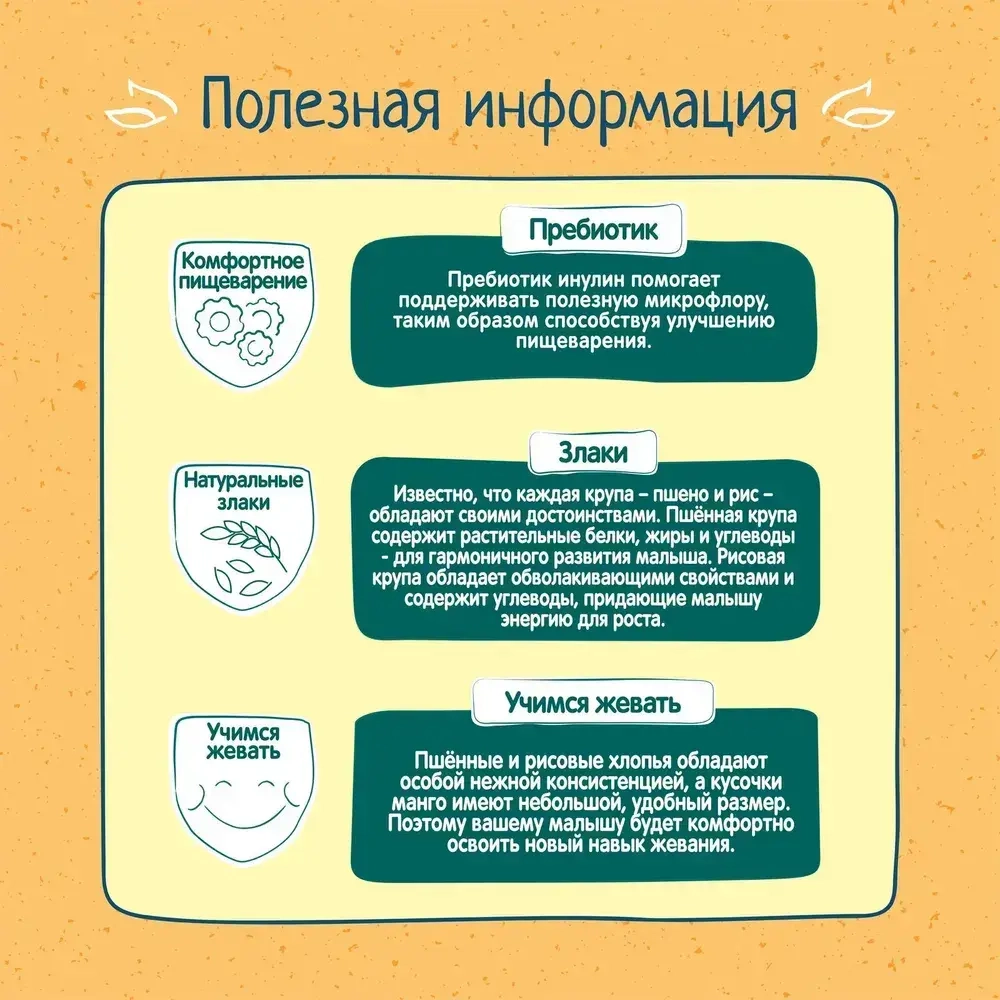 Сухая каша Фрутоняня безмолочная пшённо-рисовая с кусочками манго, для варки, 200 г
