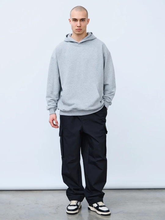 Худи оверсайз без начеса (серый меланж)