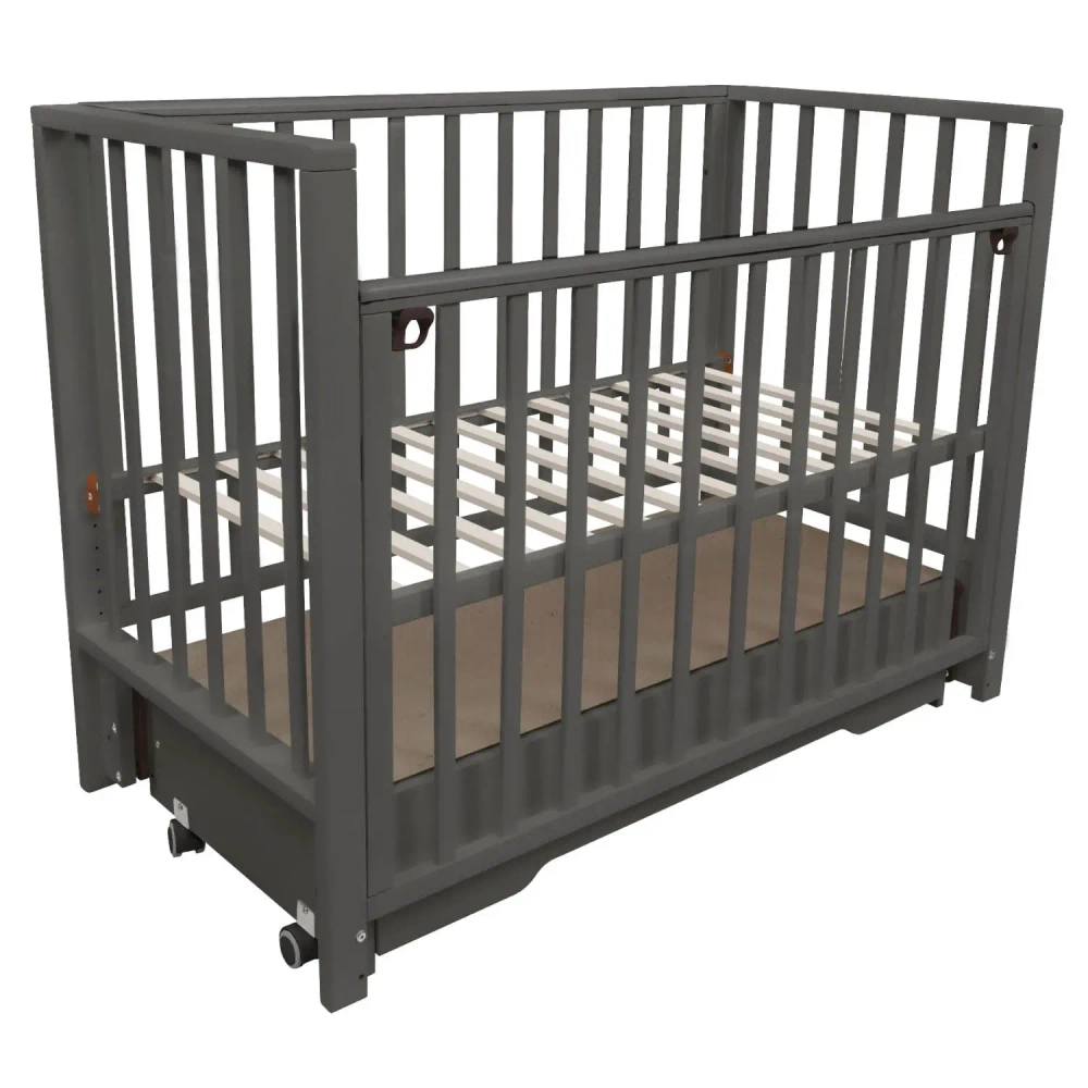 Кровать детская Indigo Norden маятник на колесах, ящик графит