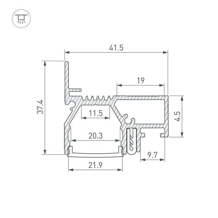 Профиль Arlight Stretch-20-Wall-D-Side-2000 Black 042947