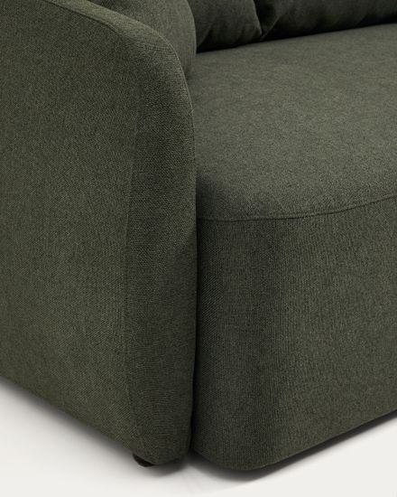 Трехместный диван-кровать Laira из темно-зеленого шенилла 218 см