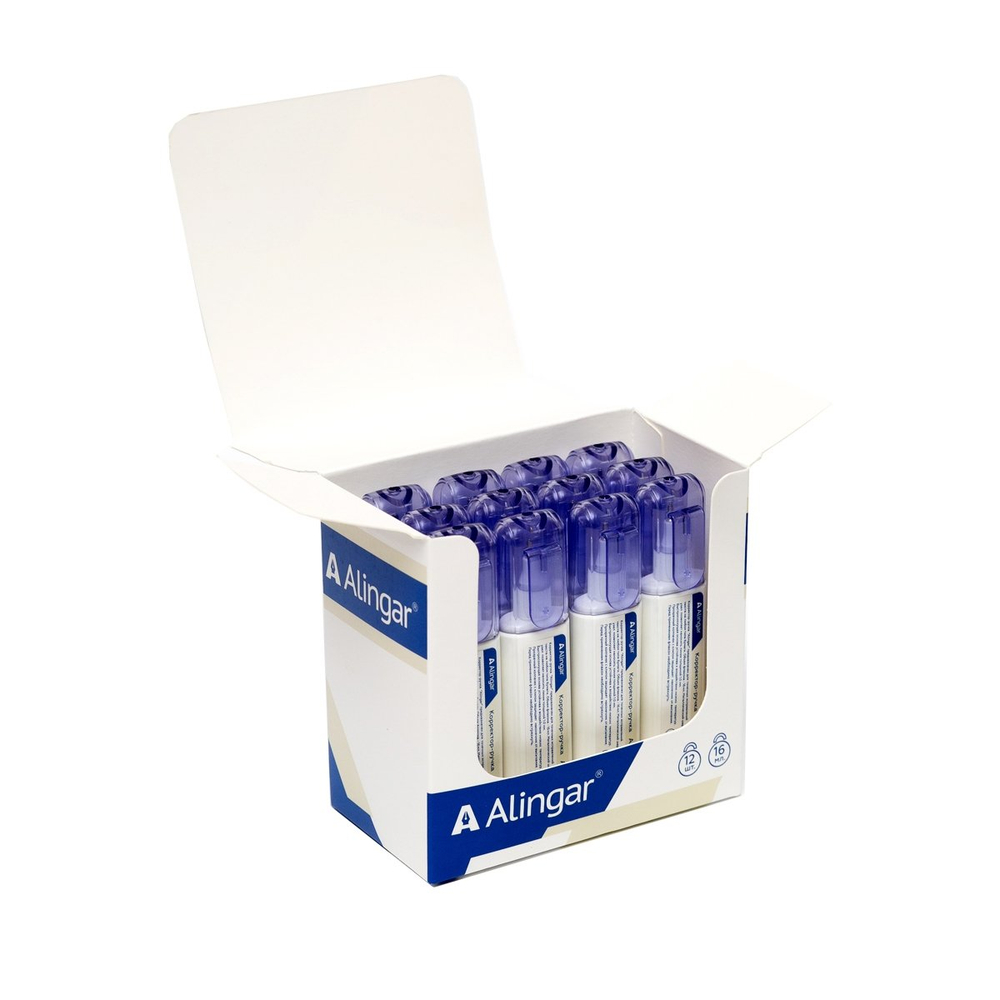 Корректор-ручка Alingar, 16 мл, на спиртовой основе, металл. наконечник, уп. 12 шт