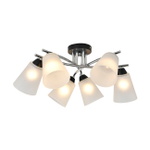 Люстра потолочная 6х60Вт E27, металл/стекло, хром/черный, матовый плафон