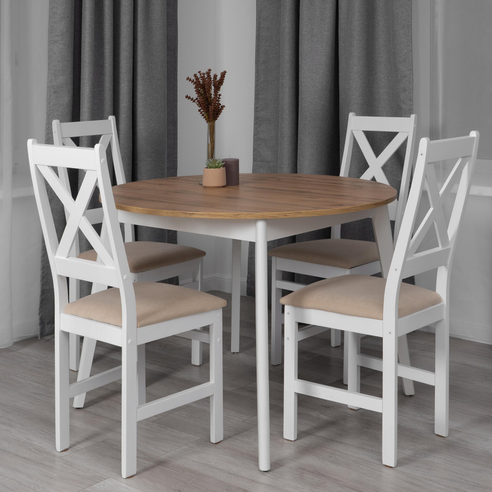 Стул CROSSMAN NEW, Многослойный березовый шпон, 41х40х100 см, white/велюр бежевый