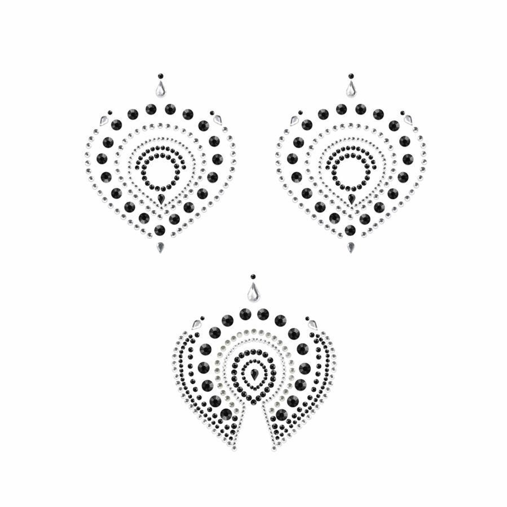 Черно-серые наклейки на грудь и зону бикини FLAMBOYANT (Цвет: черный с серым)