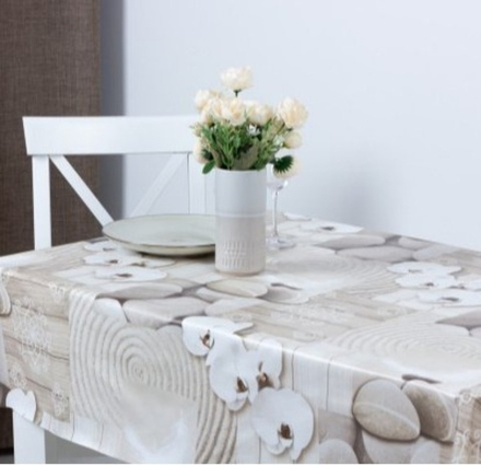 Клеенка Ларио Японские камни 140см бежевый, ПВХ