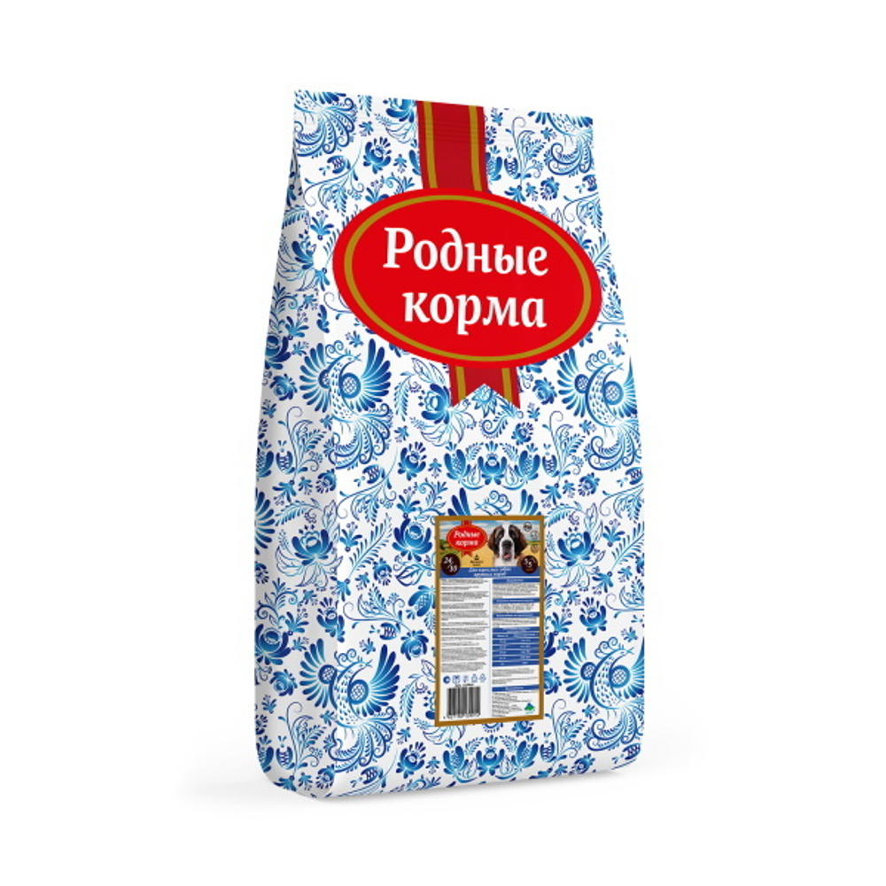 Сухой корм РОДНЫЕ КОРМА для взрослых собак крупных пород курица 24/10 10 кг