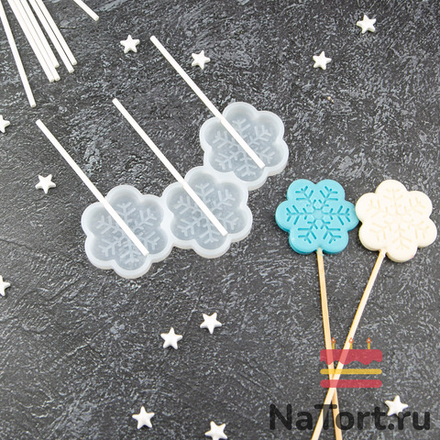 Силиконовая форма для леденцов «Снежинки 3 в 1»