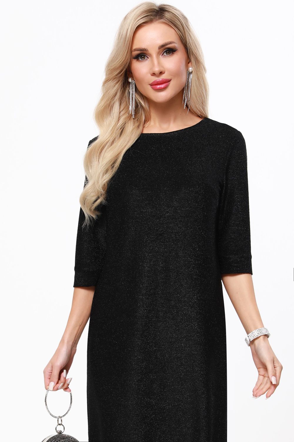 Платье трикотажное с люрексом черное DStrend (Акция)