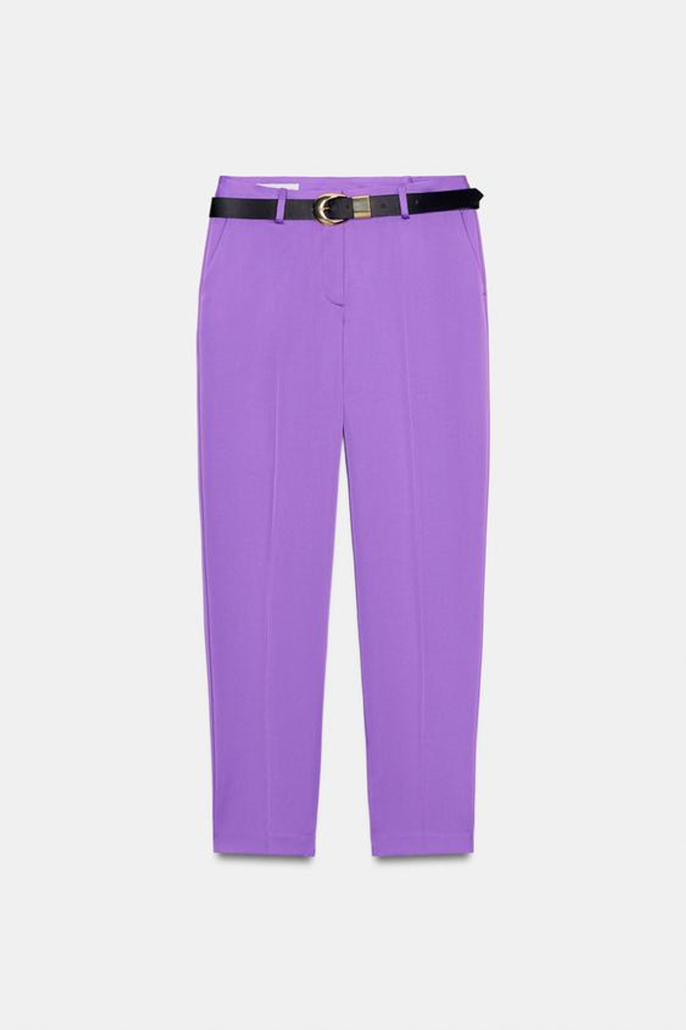ZARA ПРЯМЫЕ БРЮКИ С РЕМНЕМ, ЛИЛОВЫЙ