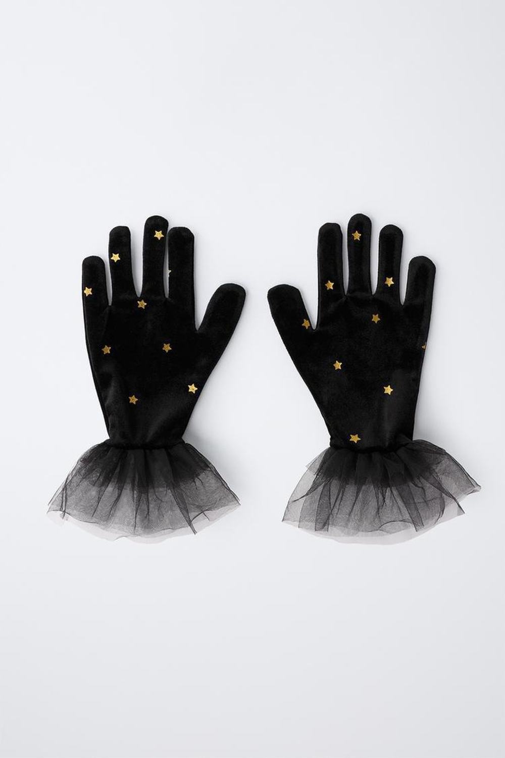 ZARA БАРХАТНЫЕ ПЕРЧАТКИ ДЛЯ КОСТЮМА ВЕДЬМЫ, ЧЕРНЫЙ