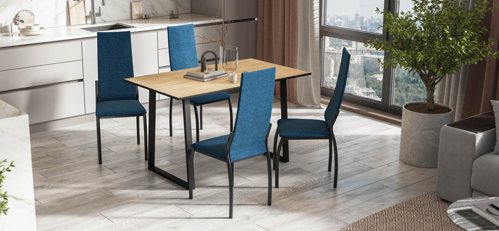 Стул Асти 2 шт рогожка Мальмо синий К, черный