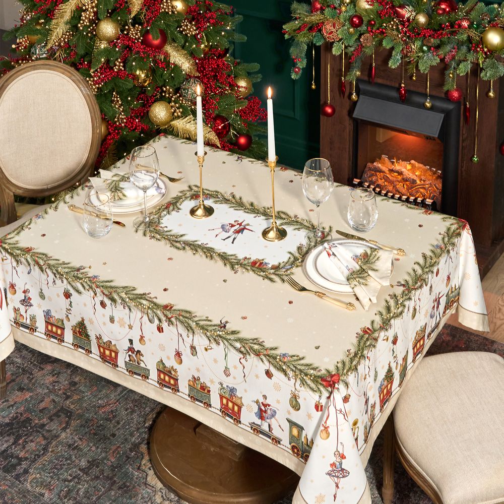 СКАТЕРТЬ "ЩЕЛКУНЧИК" 140Х180СМ БЕЖЕВЫЙ,100%ХЛОПОК , ТВИЛ