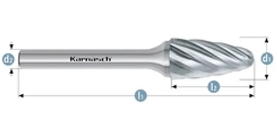 Борфреза твердосплавная LENZ форма B (цилиндр с торцовыми зубьями), 3х14х3х38 мм, насечка №7, без покрытия, арт. LZBB 015 N7