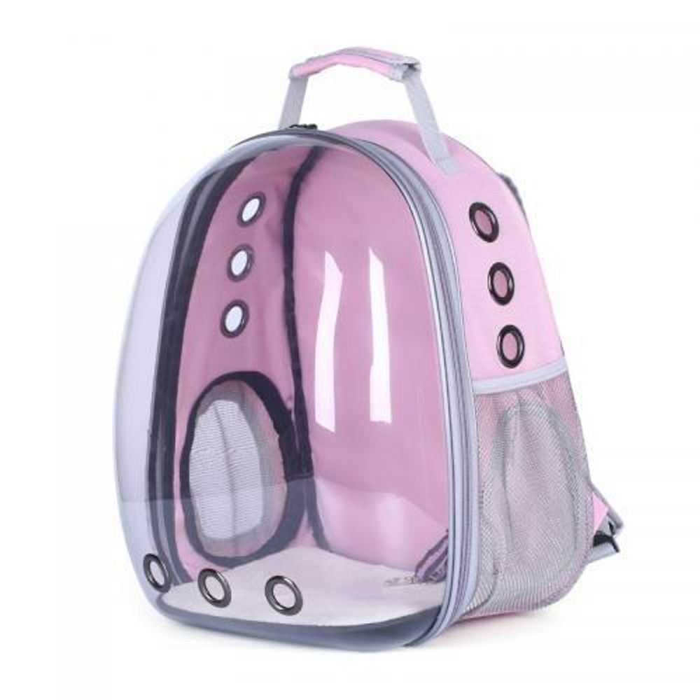 Рюкзак переноска для кошек и собак с панорамным иллюминатором (Цвет: розовый)