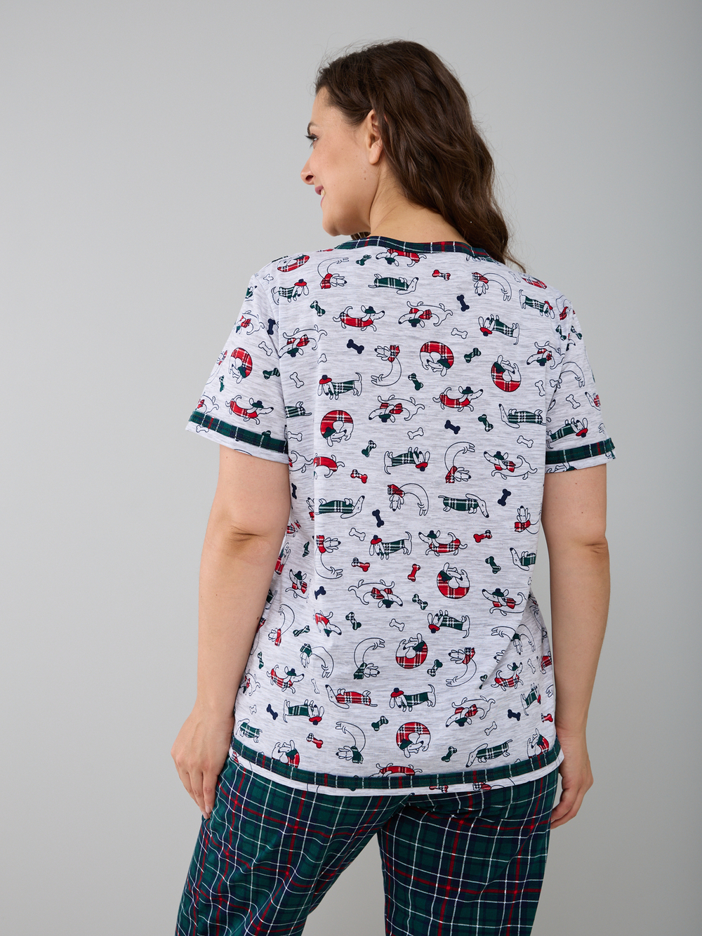 Пижама с брюками КБ-161/собачки-зелклетка