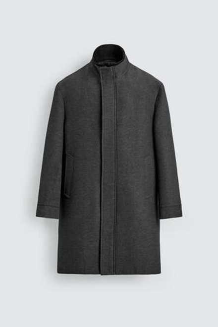 ZARA ПАЛЬТО СО СЪЕМНЫМ ВОРОТНИКОМ, АНТРАЦИТОВО-СЕРЫЙ