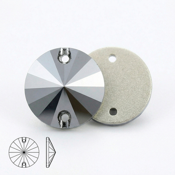 Стразы пришивные из стекла, цвет Jet Hematite, форма Rivoli