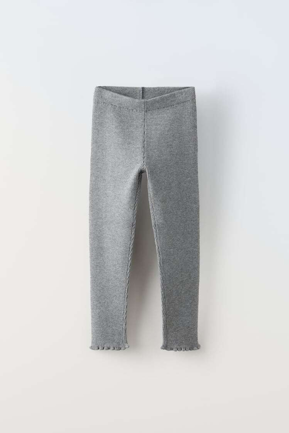 ZARA ТРИКОТАЖНЫЕ ЛЕГИНСЫ В РУБЧИК, СЕРЫЙ