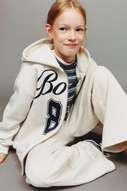 ZARA ТОЛСТОВКА С ПРИНТОМ И МОЛНИЕЙ, ЭКРЮ