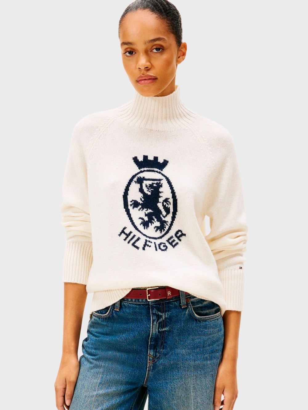 Свитер Tommy Hilfiger Intarsia Crest Logo Wool- Blend Ivory Petal