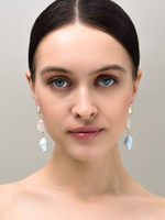 Серьги "Caramel shell pearl blue" Gold