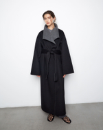 Пальто двухстороннее из шерсти Берберри серый/черный