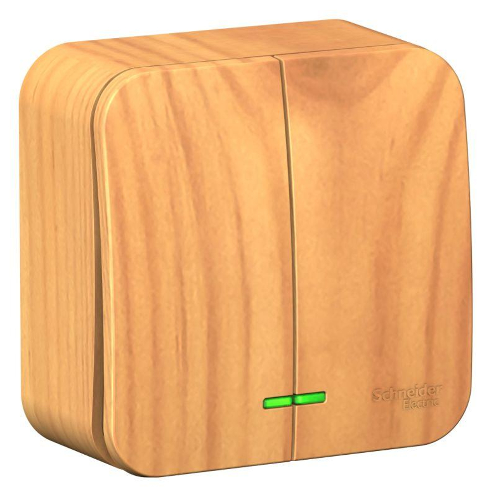 Выключатель 2-кл. ОП Blanca 10А IP20 (сх. 5) 250В с подсветкой с изолир. пластиной ясень SE BLNVA105115