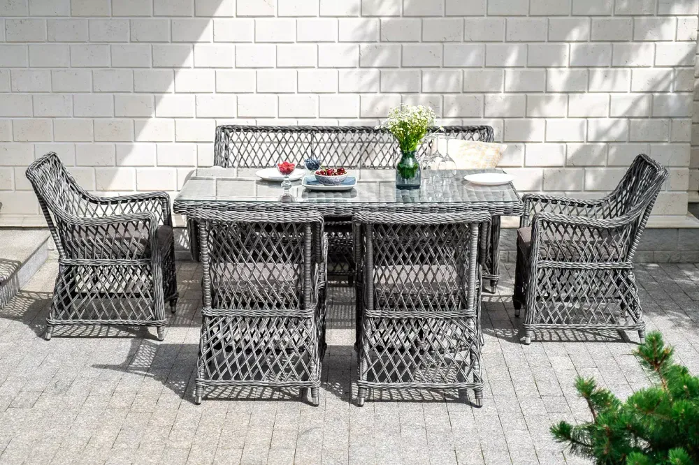 "Латте" диван двухместный из искусственного ротанга, цвет графит