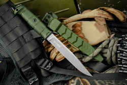 Нож Kizlyar Supreme VECTOR 420HC TW OKH PS (StoneWash, Olive Kraton Handle, Polyamide Sheath)