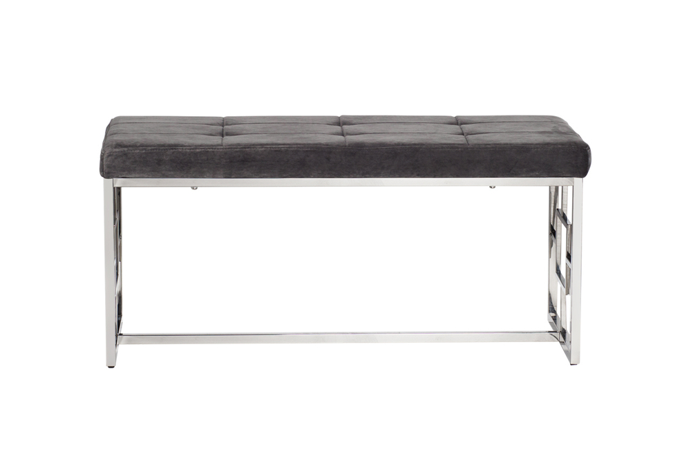 Банкетка велюровая 46x45x99см Garda Decor серая на стальных опорах