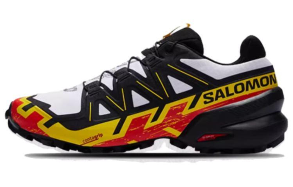 Salomon Speedcross 6 low-cut grip non-slip outdoor functional shoes black and white yellow