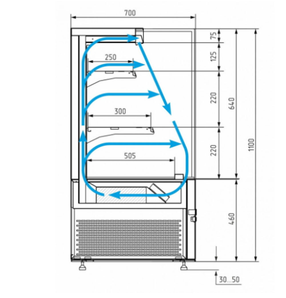 Кондитерская витрина CARBOMA COSMO KC71-110 VV 0,9-2 BUILT-IN открытая