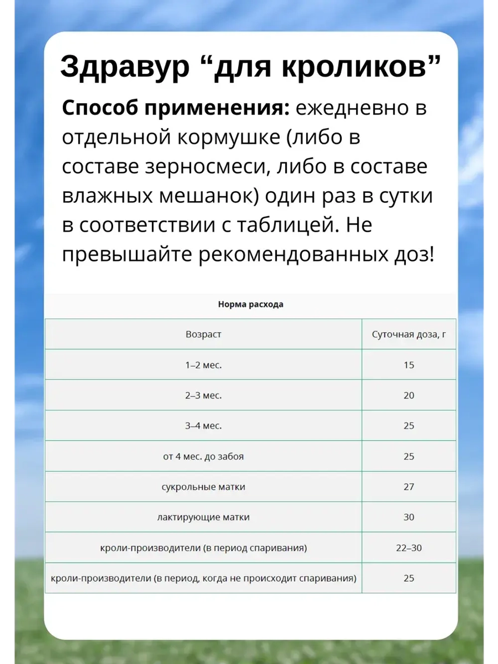 Здравур для кроликов 900гр *3шт