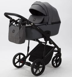 Детская коляска Adamex Mobi 2 в 1 M-PS108 Темно-серый, Кожа