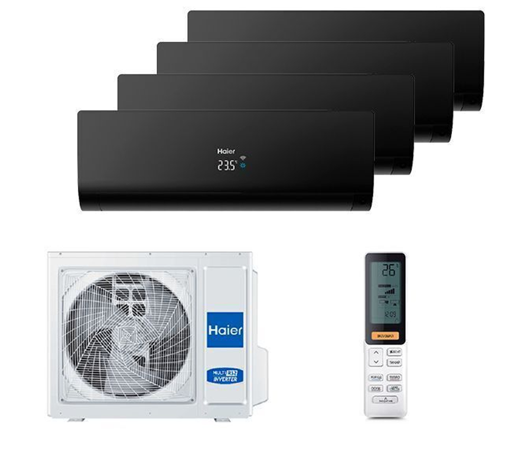 Мульти сплит-система Haier на 4 комнаты (25+25+25+25 кв.м.) FLEXIS Black