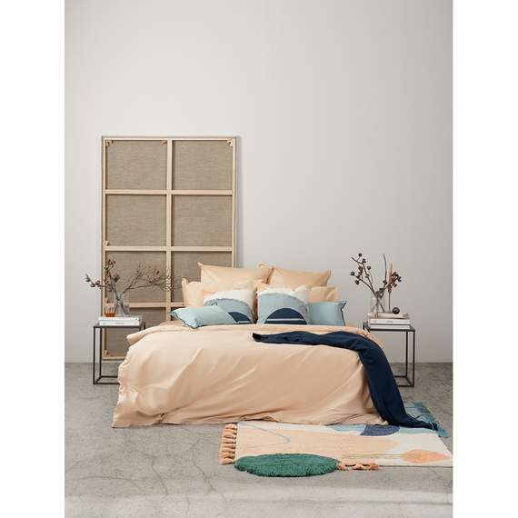 Комплект постельного белья полутораспальный из сатина бежево-розового цвета Essential