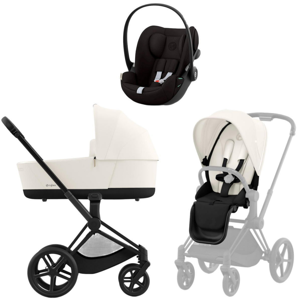 Коляска Cybex Priam IV Matt Black complete и автокресло Cloud G i-Size Magic Black 3 в 1 Off White