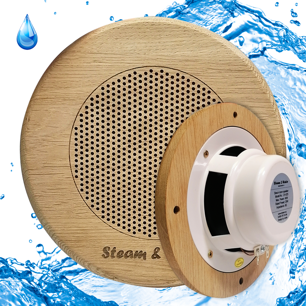 Влагостойкий динамик с декоративной дубовой сеткой SW 525 Wood - Round, для бани и сауны