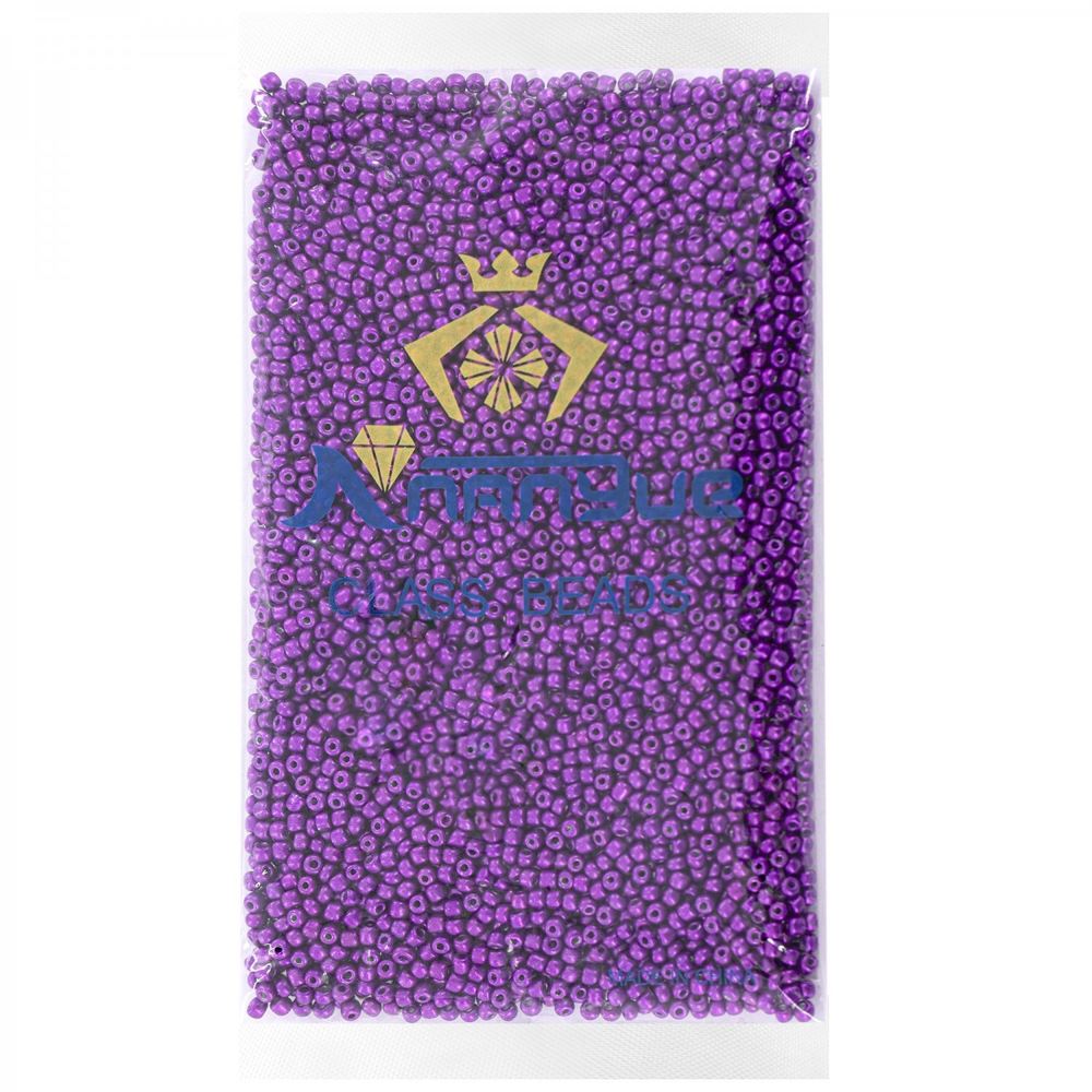 Бисер Alingar размер №6 вес 450 гр., фиолетовый металлик, непрозрачный, пакет