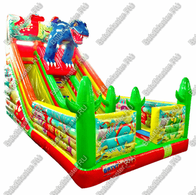 Детский надувной батут-горка "Зов динозавра", 10*5*7 м