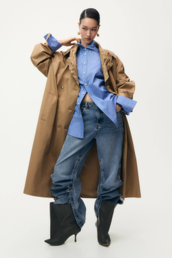 H&M - Glenn Martens Широкие джинсы с разрезами по бокам, синий